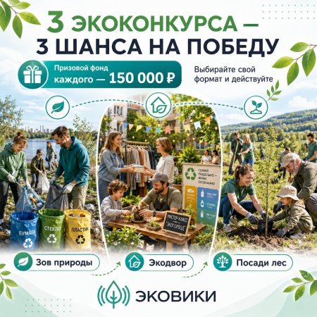 Межрегиональная экологическая организация «ЭКА» запускает три экологических конкурса с денежными призами